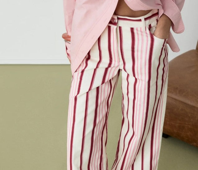 LEROY PINK STRIPED TWILL PANTS