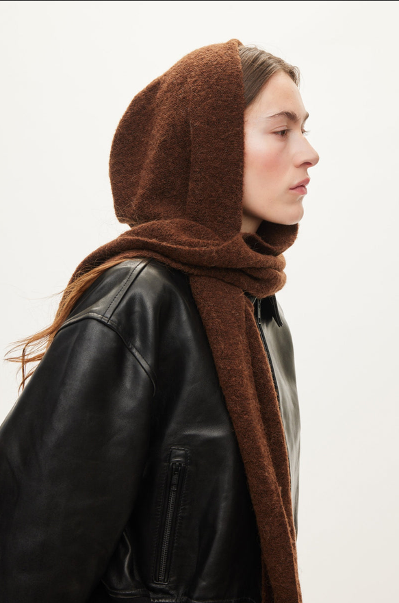 HOOD SCARF BROWN 