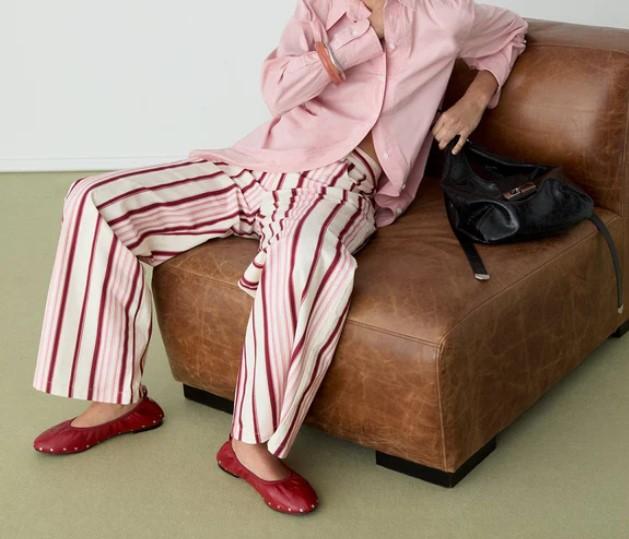 LEROY PINK STRIPED TWILL PANTS 