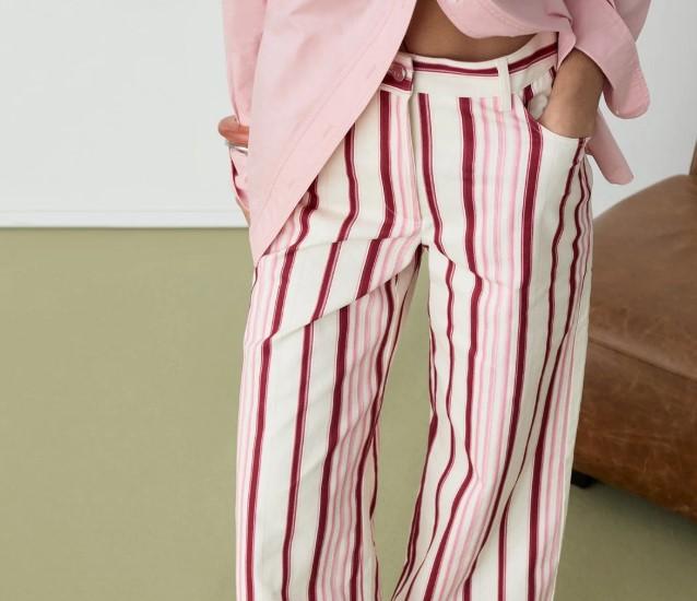 LEROY PINK STRIPED TWILL PANTS 