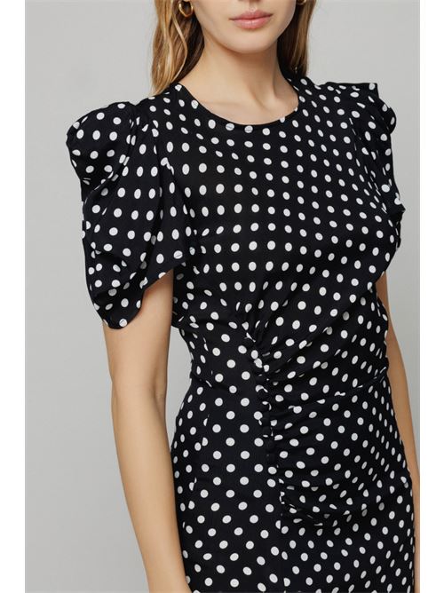 KRISTEL - abito con spacco laterale • Pois noir Mar de Margaritas