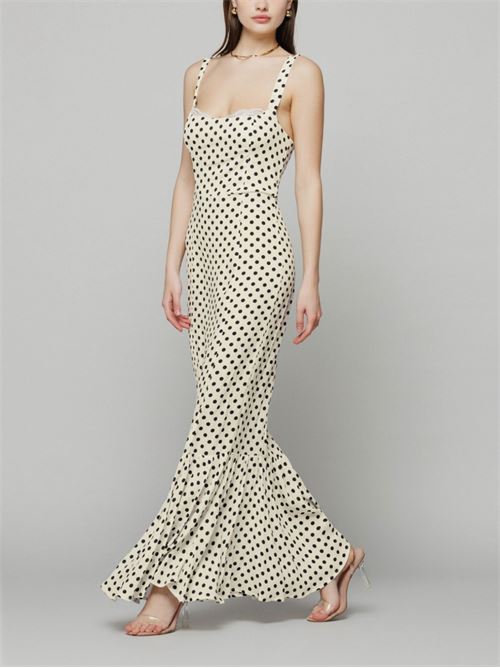 DENISE - abito lungo avvitato con scollo a cuore • Pois ecru Mar de Margaritas